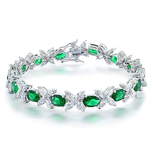 Bling jewelry simulated emerald cz marquise tennis brac…