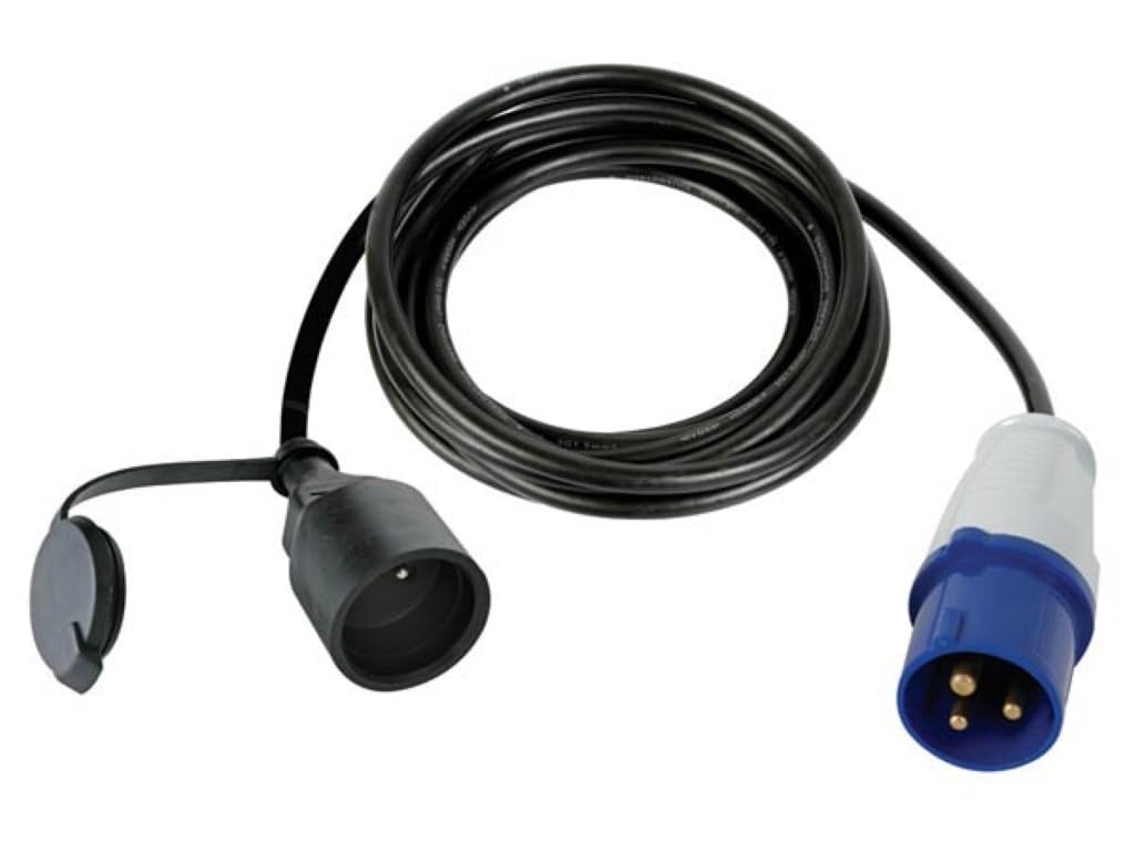 Perel Adapter Cable, H07RN-F 3G1.5, 3 m, 16 A/230 V, 3680 W, Type E to CEE, Indoor & Outdoor Use, Rubber, Blue