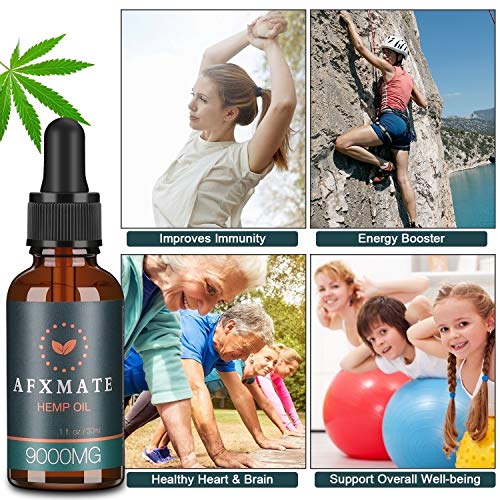 (2-Pack) Hemp Oil for Pain & Anxiety Relief - 9000MG of Organic Hemp Extract - 100% Natural Hemp Drops, Rich in Vitamin & Omega, Helps with Sleep, Skin & Hair, Improve Health
