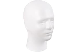 MapofBeauty Mannequin Head Styrofoam Male Wig Display Model Mask Hat Foam Stand Halloween Makeup Wig Head (White)
