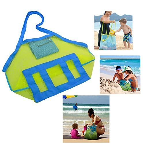 Cisixin Large Portable Family Size Beach Mesh Bag Tote – Great for Toys, Balls and Beach Items