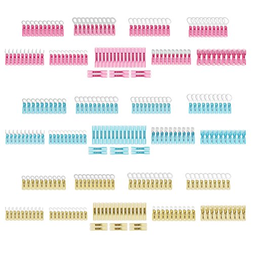 Kuject 300PCS Butt Connector Kit, Waterproof Electrical Crimp Wire Terminals, Include Ring Terminals (Copper Lugs), Spade Connectors, Hooks, Forks, Quick Disconnect Terminals for Automotive, Marine