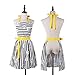 Lovely Comfortable Claccic Black Stripe and Fashion Daisy Skirt Kitchen Women Apron for Ladies Girls Wife Daughter (Yellow)