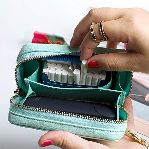 for IQOS Leather Zipper Bag Cute Flower Print Women Electronic Cigarette Accessories Bag with Strap Fashion E-Cigarette Cover
