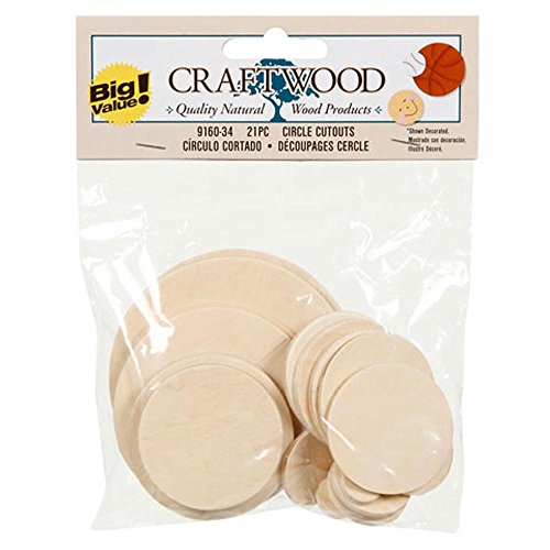 Set of 21 Assorted Blank Unfinished Wooden Circle Cut Outs