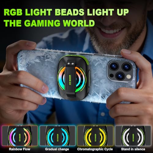 Mobile Phone Cooler for Games, Portable Magnetic Rechargeable Battery, Radiator for Mobile Phones, Fun Cooler for iPhone Series, iPad Pro, TikTok Live (Green)