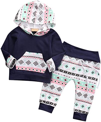 Baby Girl Hoodie Outfit Long Sleeve, Toddle Infant Warm Hoodie T-shirt Pants Outfit Set- Kids Clothes for Coming Fall Winter Tops Sweatsuit Pants 6 Months