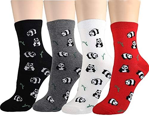 Womens Ladies Casual Socks - Fun Cool Cute Panda Sweet Animal Design Good for Gift Idea One Size Fits All (Panda 4 pairs)