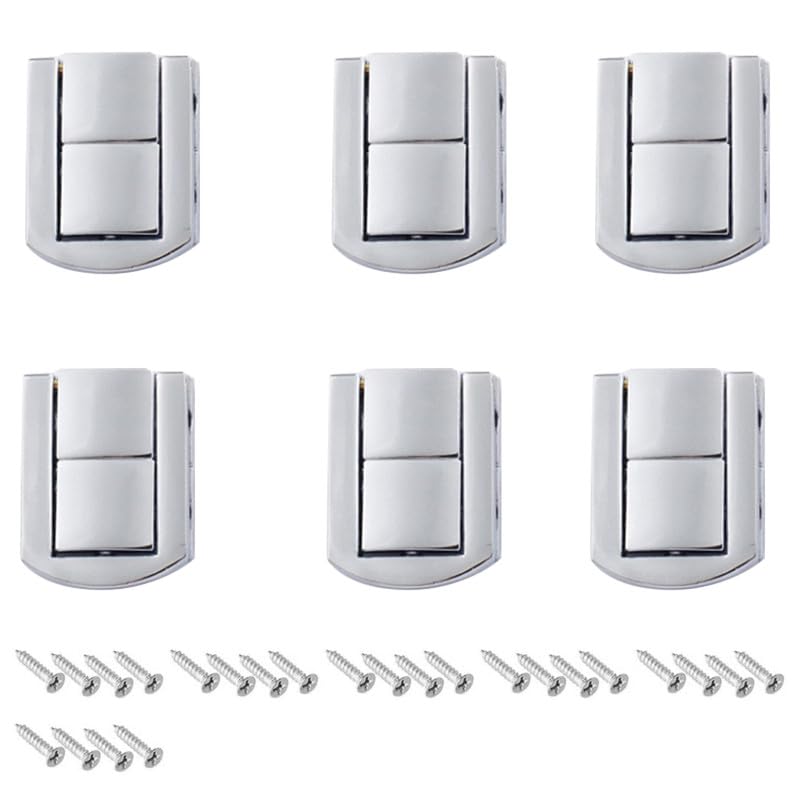 6pcs Toggle Catch Lock,Antique Vintage Lock, RETR Golden Hasp with Screws for Jewellery Boxes,Trinket Boxes,Gift Boxes Sliver 32 * 43mm