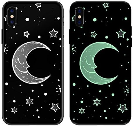 Mimigiant iphone X Case Cover-Fluorescent Cases for Iphone X(2017)-Frosted Soft Iphone Shell-Black Fluorescent Moon