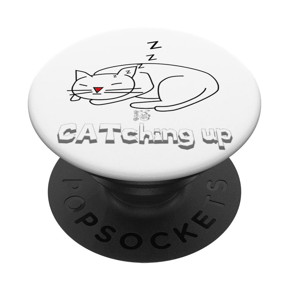 Cat CATching up zzz PopSockets Swappable PopGrip