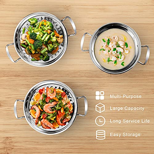 COSTWAY 3Tier Stainless Steel Steamer, 11'' Boiler Pot with Handles on
