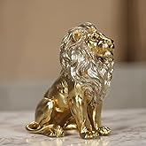ICE Armor Hand Painted 8" H Golden Lion Sitting Figurine Statue Sculpture Ornament Decoration Home/Room Decor Ideas for Housewarming, Holidays and Birthdays Great Collectible Addition