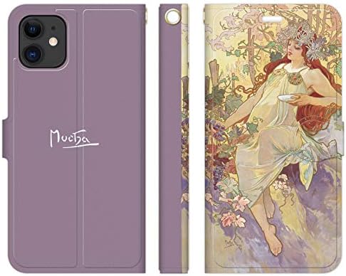 豪華な ブレインズ Iphone Se 第2世代 Iphone8 Iphone7 兼用 手帳型 ケース カバー ミュシャ 四季 秋 A 花柄 絵画 人物 画家 おもしろ 西洋画 レース 名作 花びら 花 ヴィンテージ 名画 Hisawo 版画 The