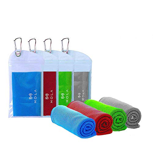 MOLA Cooling Towel, Ice Towel for Instant Cooling Relief - Cool Yoga, Gym, Golf, Bowling, Fitness, Pilates Towels (Stay Cool for Travel, Camping & Outdoor Activities - Cooling Neck Headband Bandana)