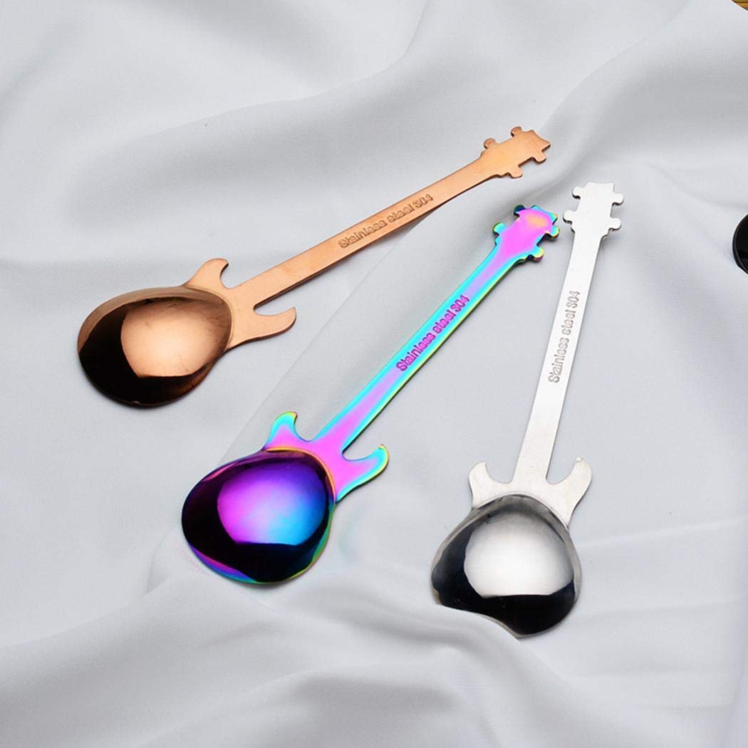 OD\'lover Creative Stainless Steel Guitar Spoon Dessert Cake Tea Coffee Spoon Kitchen Tool Spoons