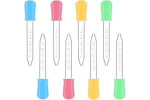 8 Pcs Droppers for Liquid, 5ML Silicone and Plastic Eye Dropper Pipettes with Bulb Tip for Candy Oil Kitchen Kids Gummy Makin