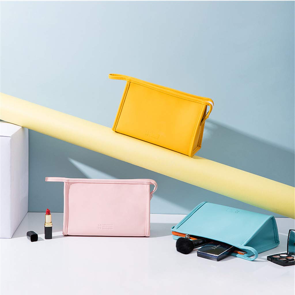 LYDZTION Makeup Bag Cosmetic Bag for Women, Portable Travel Bag PU Leather Waterproof Toiletry Bag Beauty Zipper Makeup Organizer Bag(Pink) : Beauty