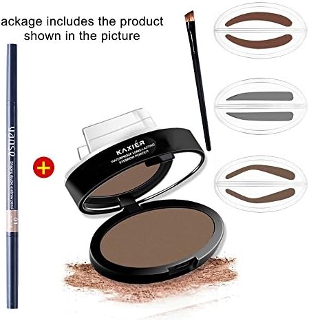 Hername 1 set Pro 3 add an eyebrow brush Best Eyebrow Stamp for Perfect Eyebrow Drawing Eye Brow Waterproof Long Lasting Eyebrow Powder (Dark Brown)