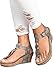 Pxmoda Women's Boho Braided Wedge Sandals Casual T-Strap Wedge Heel Sandal Shoes (US 8, Grey)