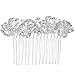 BriLove Wedding Hair Accessories Bridal Hair Comb Bohemian Crystal Charming Wave Shape Flower Bride Side Comb for Women Silver-Tone Clear