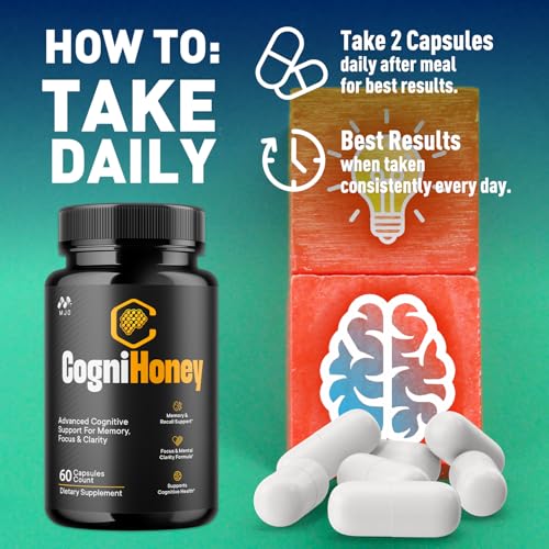 (5 Pack) CogniHoney Capsules, Official Cogni Honey Brain Support Pills with All Natural Ingredients, Advanced Memory Brain Health and Wellness Support Supplement with Premium Vitamins (300 Capsules)