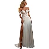 Wedding Dresses for Bride Mermaid Satin Lace Boho Bridal Dress Long Sleeve Beach Bridal Gowns with Slit