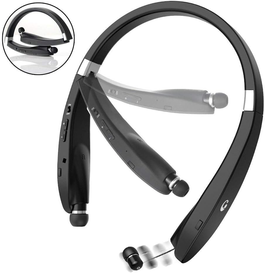 Bluetooth Headset, Bluetooth Headphones SX991-LBell Wireless Neckband Design with Foldable Retractable Headset for Samsung Galaxy S9 Note 8 and Other Bluetooth Enabled Devices