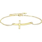 KECHO 14k Gold Cross Bracelets for Women Religious Cross Adjustable Link Chain Fine Jewellery Gifts