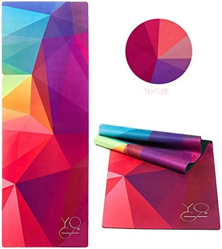 Foldable YOGA MAT for Travel by YOGA ID 1mm / 2 in 1: microfiber yoga towel and rubber base combo Yoga mat / NON SLIP / Printed Yoga Mats / machine washable