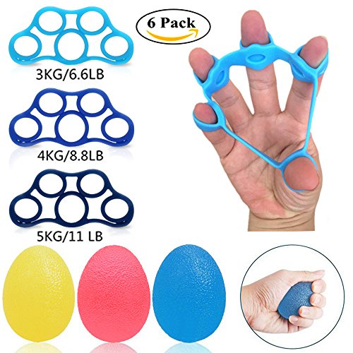 Cherislpy Massage Lacrosse Balls for Myofascial Release-Finger Resistance Bands Trainer for Golf Grip, Guitar Finger, Forearm Exercise, Cycling, Climbing, Prevention and Rehab - 6 Set - Thumbnail 5