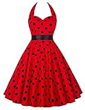 GRACE KARIN Women's Halter 1950s Vintage Swing Dress for Party Cocktail