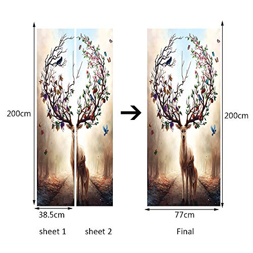 FANGDUHUI-3D-TraufkleberAbstrakte-Tier-Elch-Rotwild-DIY-Abnehmbare-wasserdichte-Wandbild-Selbstklebende-Wandbilder-Tapeten-Fr-Innentren-Schlafzimmer-Tr-Home-Decor-Fresco90X200Cm
