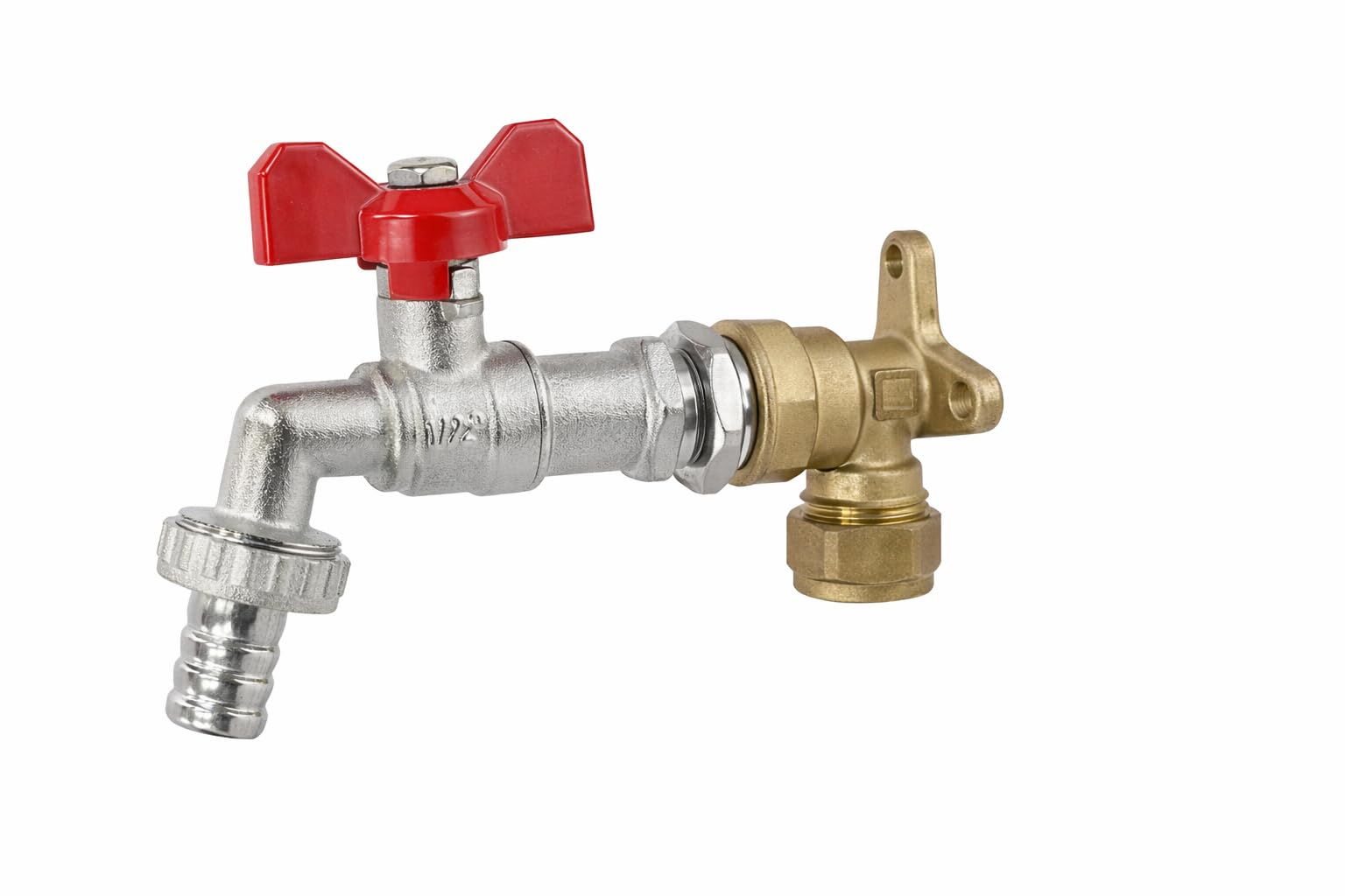 Wärmer System Outside Garden Tap, Single Outlet, Wall Mounted, 1/2 Inch (G1/2), Solid Brass with Lock Nut and PTFE Washer