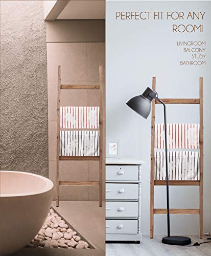 BALIBETOV Blanket Ladder-Decorative Wooden Blanket Rustic Ladder Bathroom Shelf- -Bathroom Decoration-Wooden Clothes Drying Rack-White Shelf-Ladder Bookshelf-Towel Rack Stand (Dark Brown, 5)