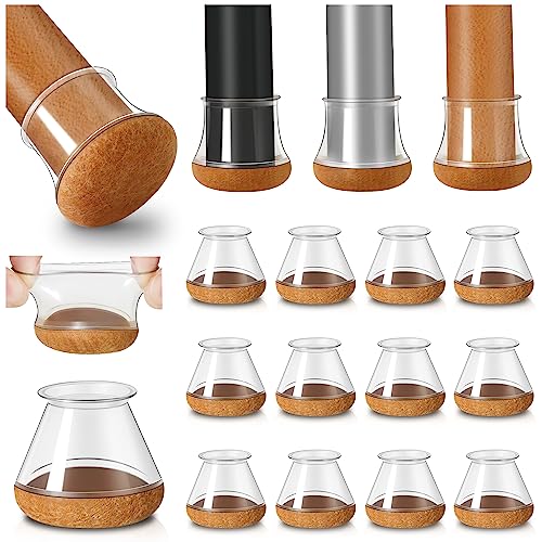 20pcs Round Chair Pads with Thickened Upgraded Felt Pads, Chair Leg Covers, Furniture Chair Leg Protectors for Wooden Floors (Transparent, Diameter 20-30mm)