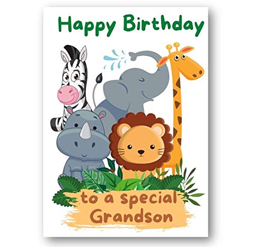 Second Ave Grandson Children's Kids Safari Birthday Card For Him Greetings Card