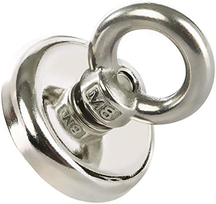 Whectin Fishing Magnets Strong Neodymium Rare Earth Magnets NJ48 148 LBS(67 KG) Pulling Force with Countersunk Hole for River,Pond,Lake,Warehouse,Garage,Diameter 1.89 INCH(48 mm)