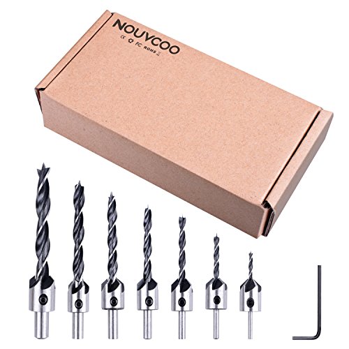 NOUVCOO 7PCS Carbon Steel Countersink Drill Bit Set,Carpentry Reamer Woodworking Chamfer End Milling Diameter 3mm-10mm NC07 - Thumbnail 5