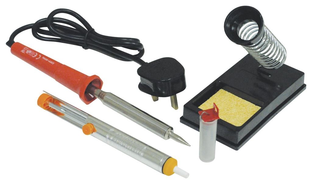 Eagle Soldering Iron Kit with 30W Round Tipped Iron, Holder with Sponge, Desolder Pump, 10g Solder Wire for DIY, Professional, School