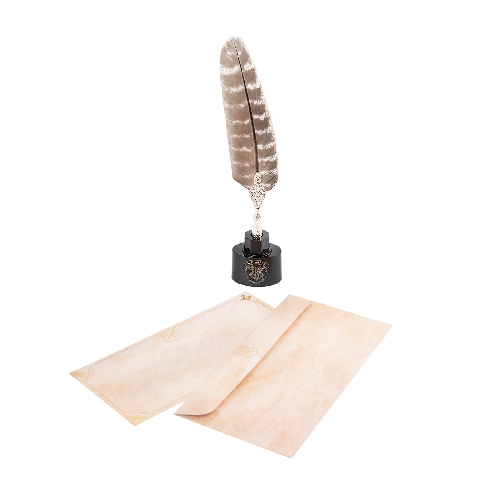 Grupo Erik Letter Writing Set - Harry Potter Gifts | Feather Pen Black Ink, 10 Letters - Writing Paper and Envelopes | Hogwarts Acceptance Letter, Harry Potter Merchandise