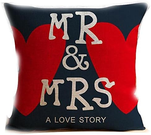 TNHCIG Dear Mrs Mr I Love You Most Red Cupid Christmas Cotton Linen Throw Pillow Case Cushion Cover Home Sofa Balcony Decorative 18 X 18 Inch (1) (6)