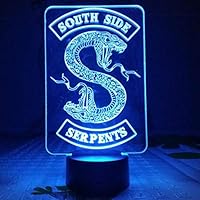 QIANDONG1 Badges Riverdale Snake Logo Night Light Led Southside Serpents Decor Sign Things Riverdale Accessories Gift Table Lamp Bedroom