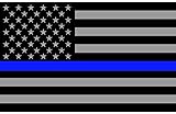 2 PACK Subdued US Flag Police REFLECTIVE Blue Thin Line Sticker Decal 4" x 2.5"