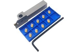 KINRITE 1/2" 3/8" 5/8" 3/4" Indexable Lathe Grooving Parting Holder with 10 Pieces GTN- SP200 SP300 Heavy Duty Nickel Plated ZQ Right -Hand Cut Off Tool Carbide Inserts… (5/8" ZQ1616R02 Holder + SP200)