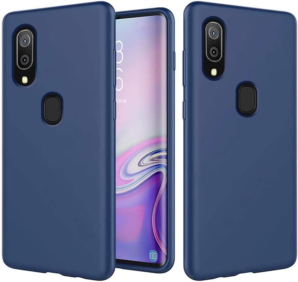 MUTOUREN Compatible with Samsung Galaxy A30/A20 Case TPU liquid Silicone Gel Rubber Cover with Soft Microfiber Cloth Lining Cushion Anti-Scratch Shockproof Phone Case, Dark Blue