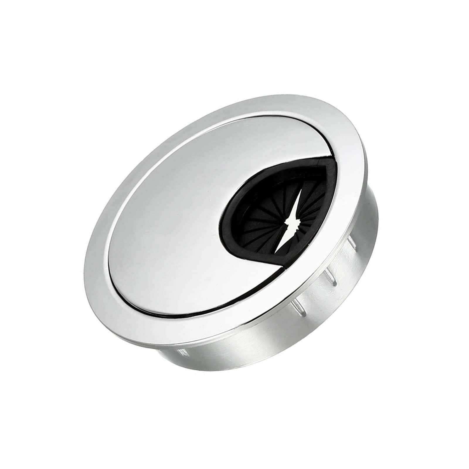 METALLIXITY Cable Cord Grommet (50mm/1.97") 1Pcs, Zinc Alloy Round Cable Hole Cover Wire Organizer - for Home Desk Cable Wire Management, Bright Silver