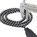 OVALBUY 8mm 108 Black Heat Treated Agate Beads Buddhist Prayer Mala Necklace