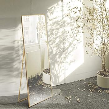 Beauty4U Full Length Mirror Floor Mirror Hanging Standing or Leaning, Bedroom Mirror Wall-Mounted Mirror with Alloy Frame, 59