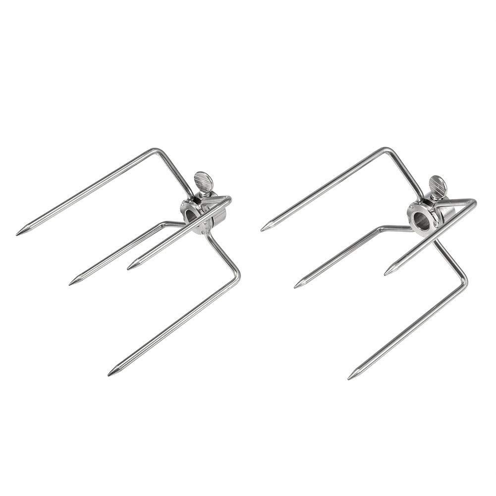 Aramox 2Pcs Barbecue Fork,Multifunctional Stainless Steel Spit Forks Charcoal Chicken Grill Rotisserie Barbecue Tool